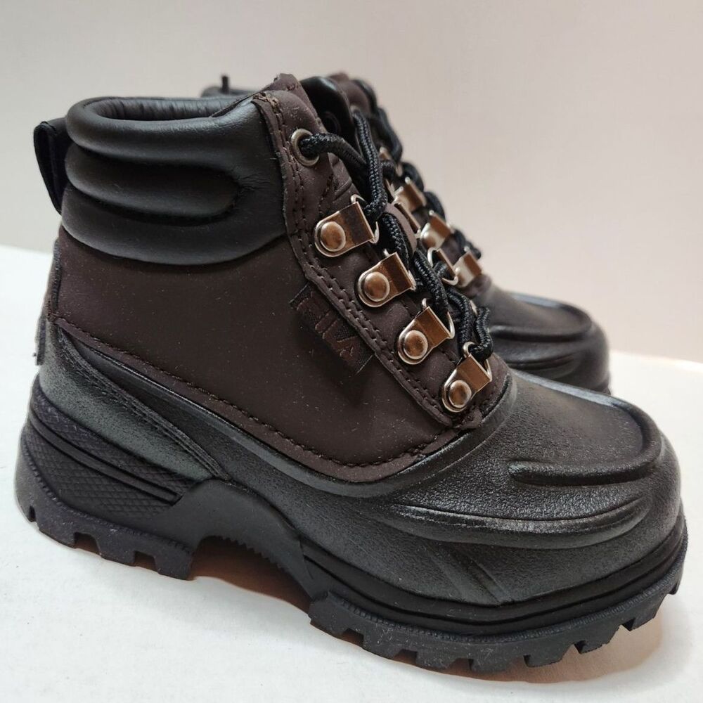 Fila WeatherTec Hiking Shoes Little Kids Size 11 Espresso Black